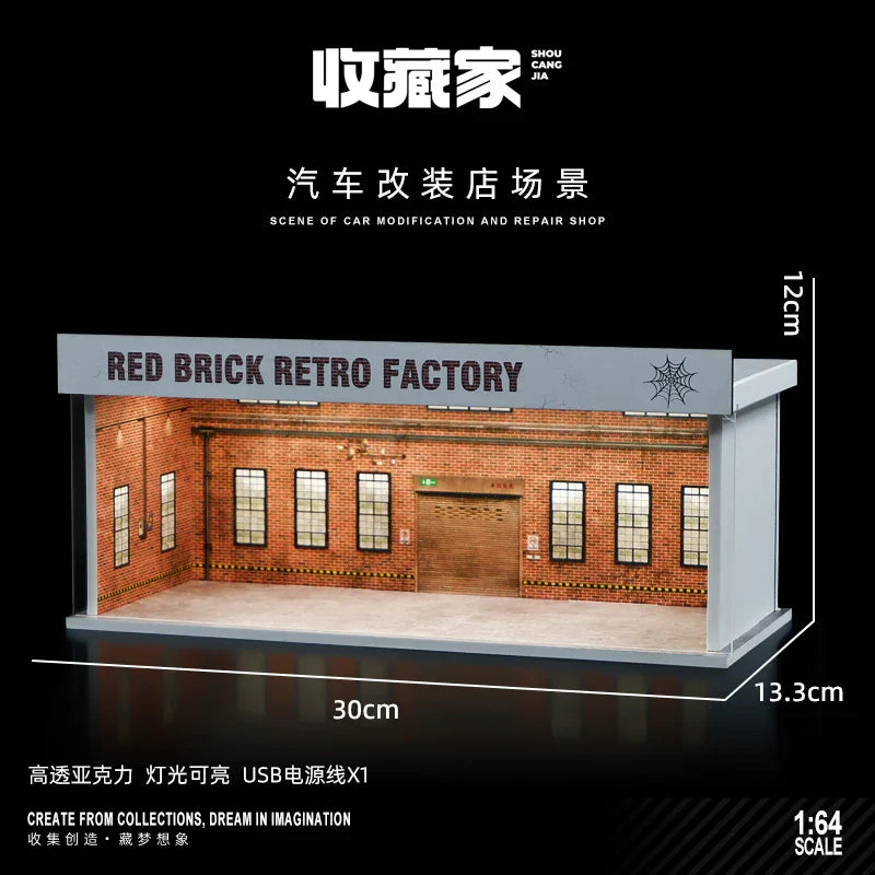 1/64 Scale Model Car Parking Space — Lighted Simulated Display Scene (Figures & Cars Not Included)