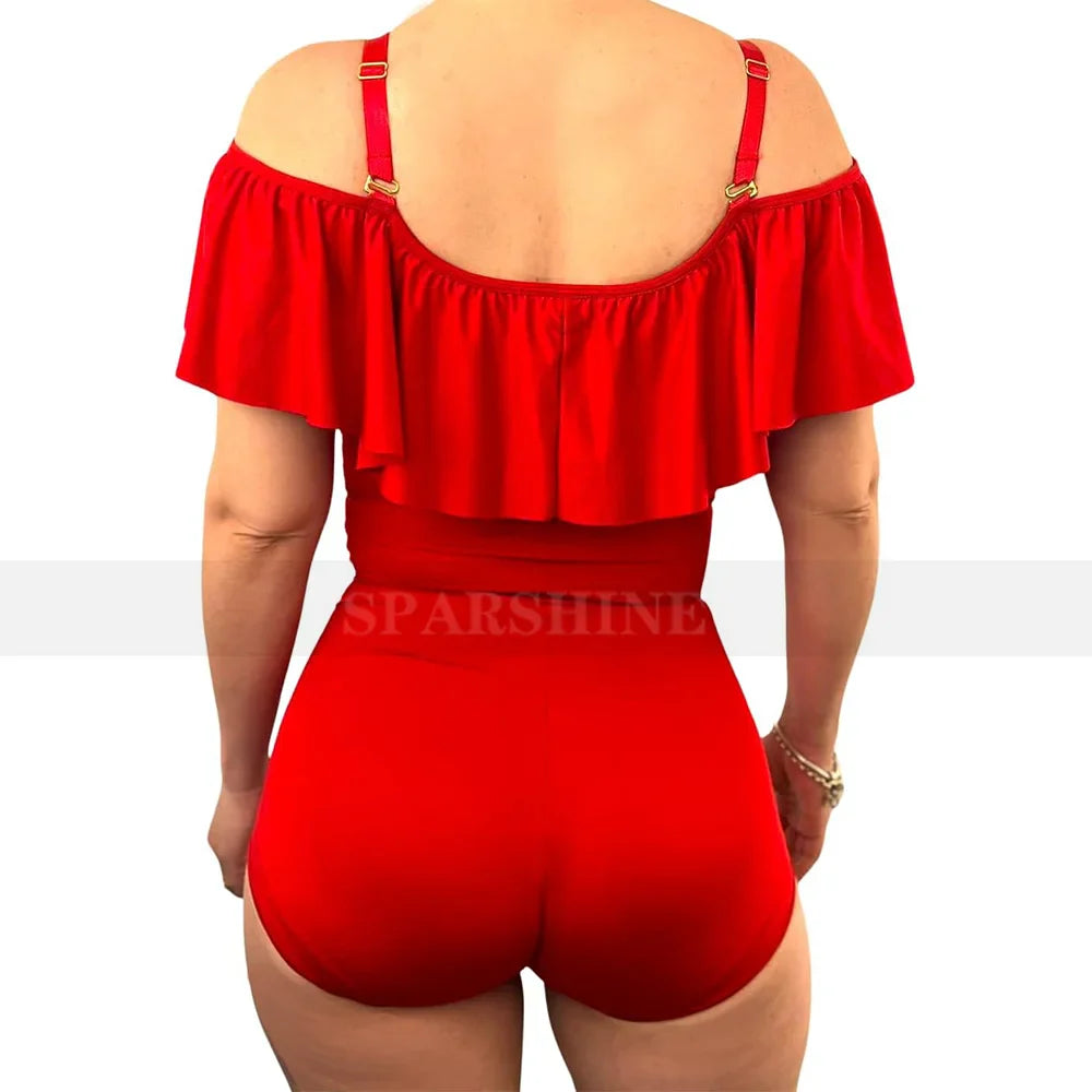 Women’s Body Shaping Jumpsuit Shapewear – Tummy Control Waist Trainer Butt Lifter Slimming Ruffled Triangular Compression Bodysuit Underwear