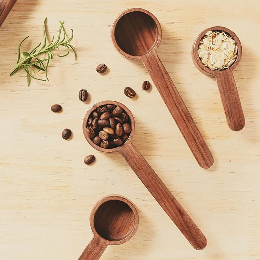Wooden Measuring Spoon Set for Kitchen – Tea, Coffee, Sugar & Spice Scoops Cooking Tools