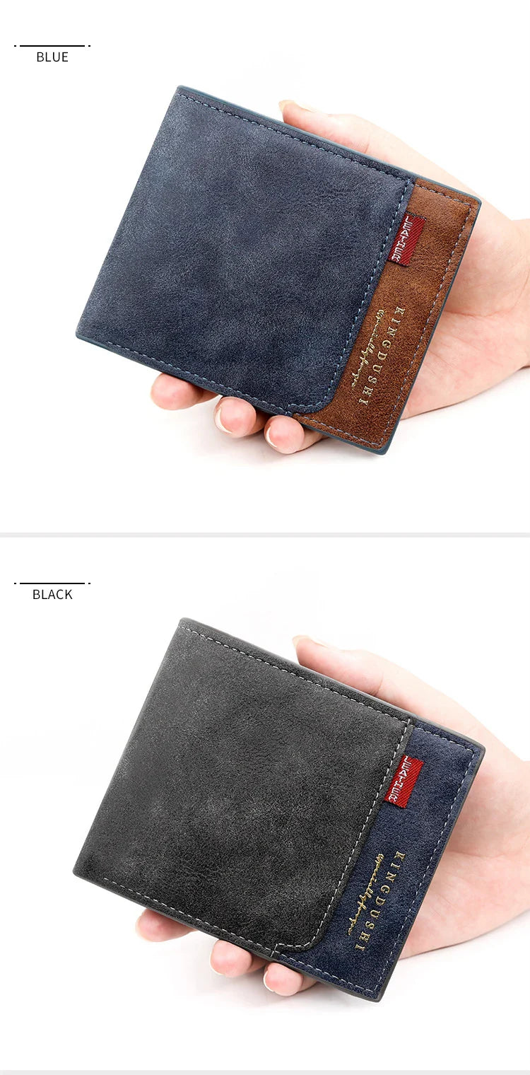 Personalized Men’s Short Wallet – High-Quality Classic Card Holder with Zipper Coin Pocket & Money Clip