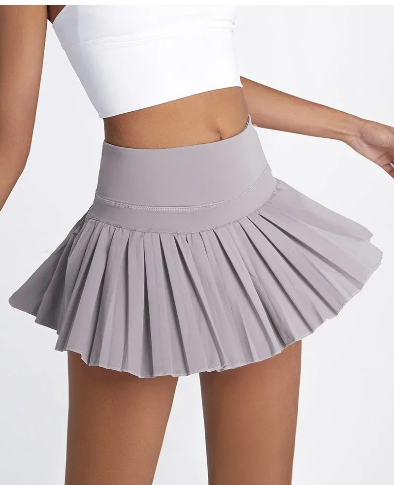 Women’s Cloud Rise High Waist Tennis Skort – Pleated Pocket Sports Skirt for Golf, Running & Gym XS-XXL