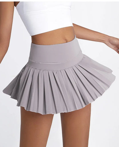 Women’s Cloud Rise High Waist Tennis Skort – Pleated Pocket Sports Skirt for Golf, Running & Gym XS-XXL