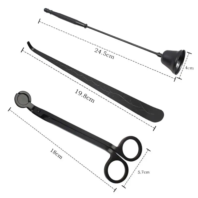3-Piece Candle Care Set - Stainless Steel Wick Trimmer, Scissors, Extinguisher Hook, Portable Candle Accessories for Home Use