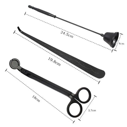 3-Piece Candle Care Set - Stainless Steel Wick Trimmer, Scissors, Extinguisher Hook, Portable Candle Accessories for Home Use