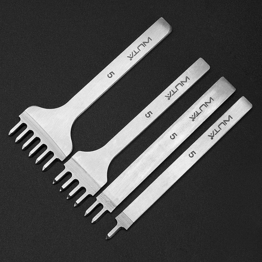 WUTA Leather Chisel Tool – Diamond Pricking Iron with 3/4/5/6mm Hole Punch for Stitching & Leathercraft