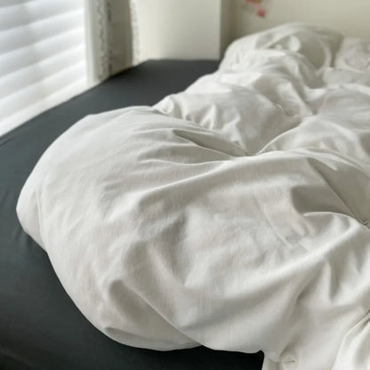 Cotton Bed Linen Bedding Set – Solid Sheet, Duvet Cover & Pillowcases for Single, Twin, Double, Queen & King Size