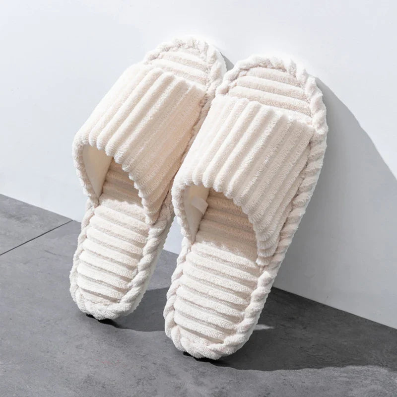 Men’s Open-Toe Flat House Slippers – Lightweight Breathable Indoor Bedroom Quiet Comfort Slides for All-Season Use