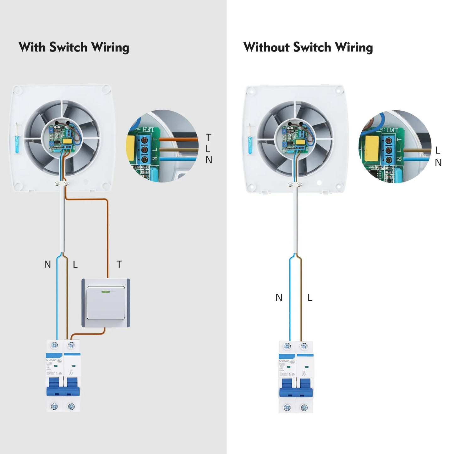 230V 4" 100MM Duct Extractor Fan – Smart Bathroom Exhaust with Timer, Humidistat, and Humidity Sensor for Shower & Toilet