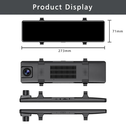 11.26" 4K 2160P Car DVR Dash Cam – CarPlay, Android Auto, GPS, WiFi, Bluetooth, FM, Rear View Mirror Camera & Drive Recorder