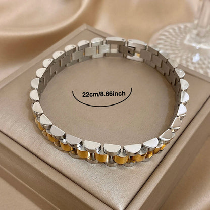 Greatera Five-Layer 10mm Beaded Bracelet – Two-Tone Stainless Steel Watch Chain Bangle Jewelry for Men & Women