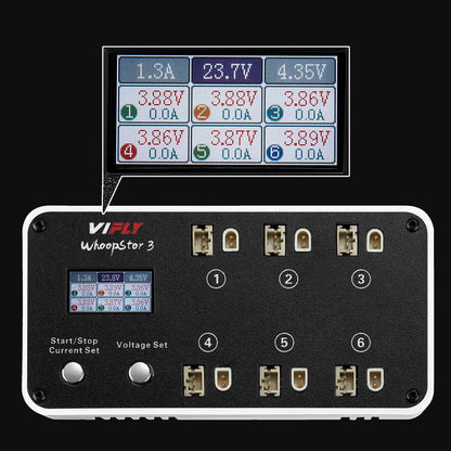 VIFLY WhoopStor 3 V3 6-Port 1S Lipo Battery Charger — Discharger & Storage for FPV TinyWhoop 4.2V/4.35V