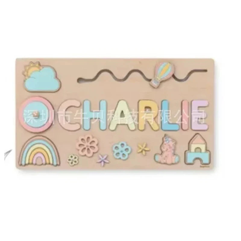 Montessori Personalized Wooden Name Puzzle — Custom Letter Board Educational Toy for Babies