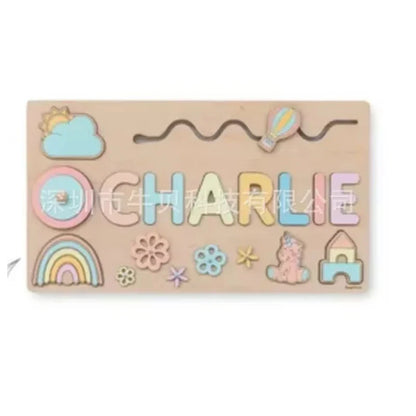 Montessori Personalized Wooden Name Puzzle — Custom Letter Board Educational Toy for Babies