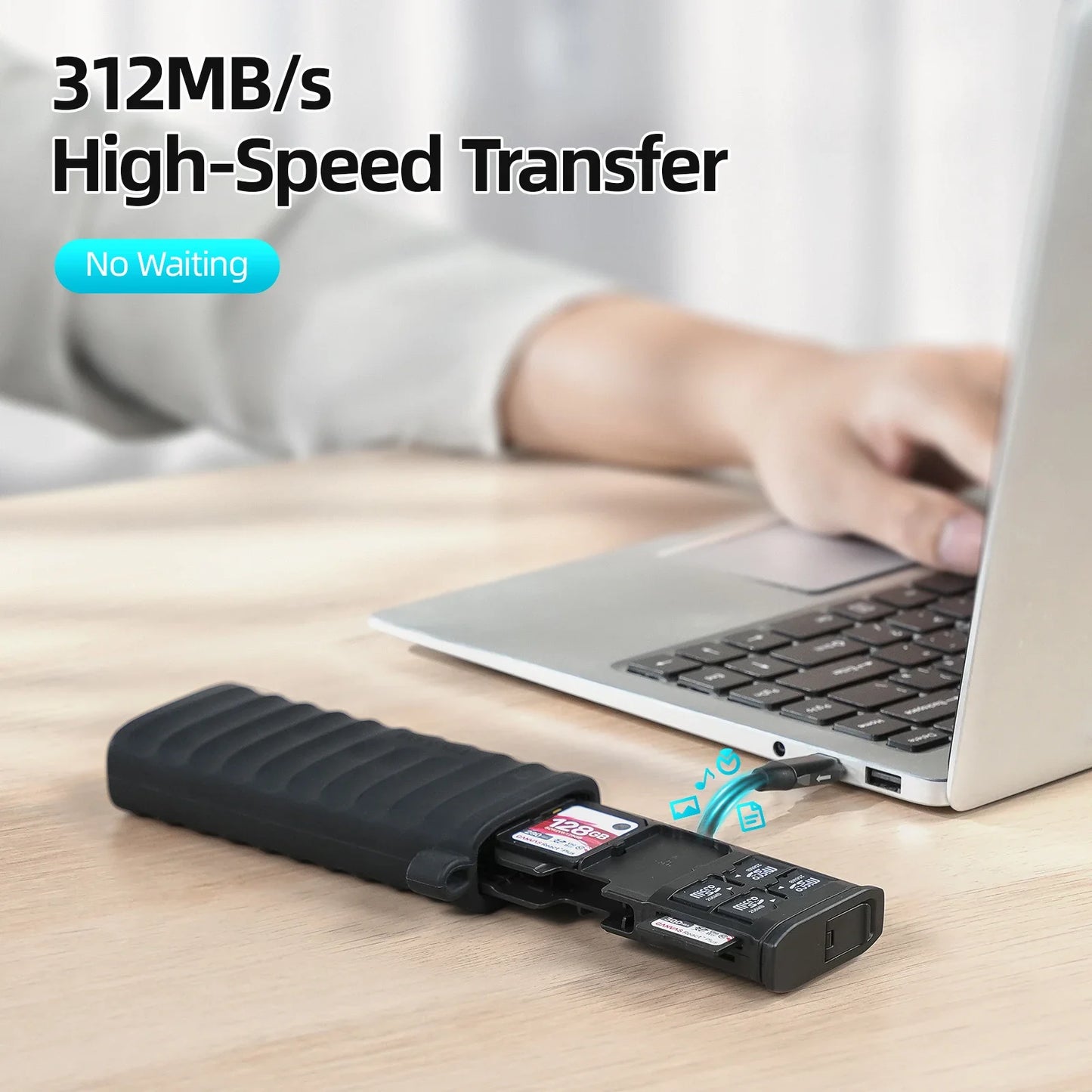 TELESIN 2-in-1 Micro SD Card Reader — High-Speed Type-C SD/TF Storage Reader for PC & Camera