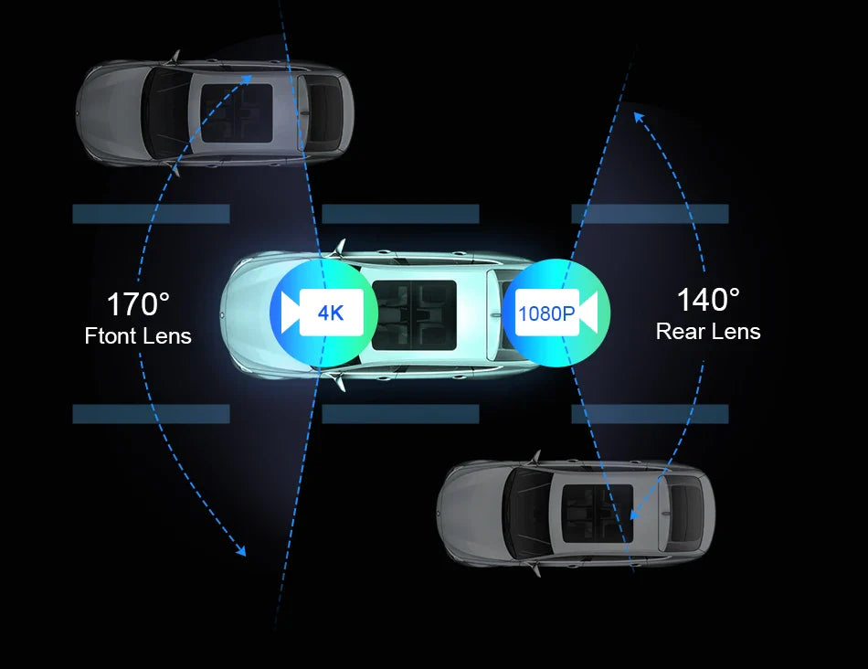 10/11.26" 4K Dash Cam — Dual-Lens Car DVR with Wireless CarPlay, Android Auto, GPS, WiFi, FM & AUX Video Recorder
