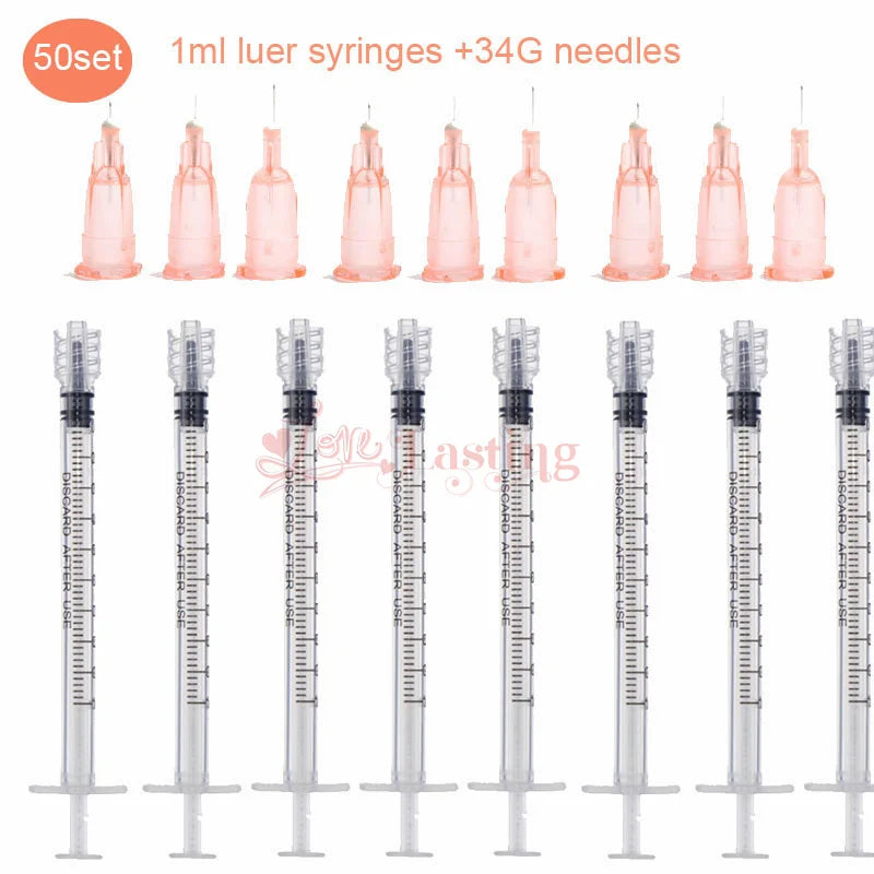 1ml Luer Syringes Kit with 30G–34G Needles (2.5–4mm) – Sharp Precision Injection & Tattoo Tool Set