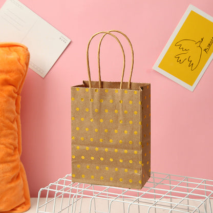 5 Pcs Dot Star Kraft Paper Bags with Handles – Birthday, Wedding & Party Gift Packaging Bags