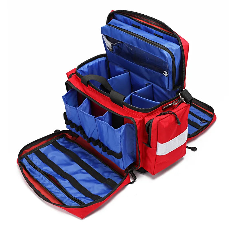 Outdoor Emergency First Aid Kit Bag - Waterproof Reflective Medical Rescue Backpack With Large Capacity Multi-Pocket Storage