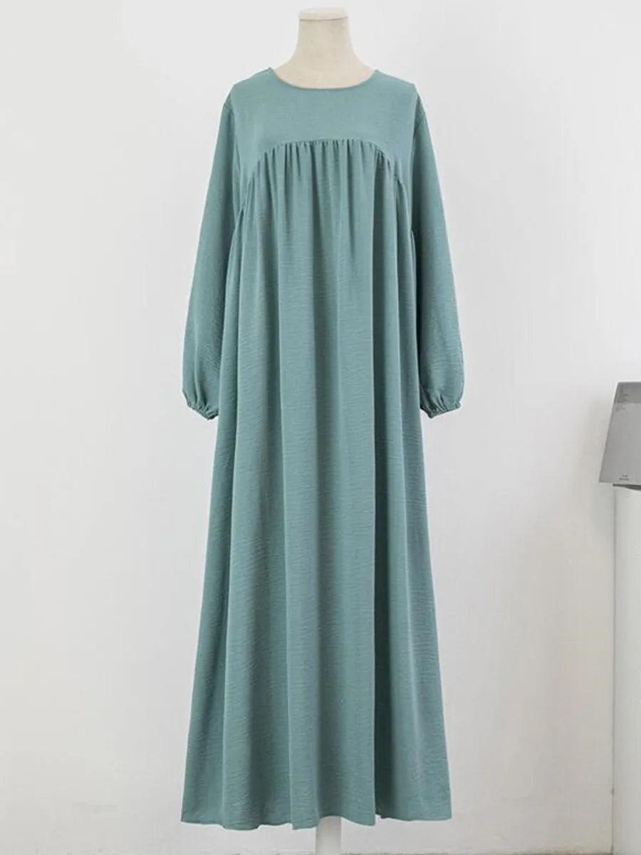 Muslim Women's Luxury Abaya Dress - Solid Color Modest Dubai-Style Kaftan for Ramadan & Special Occasions