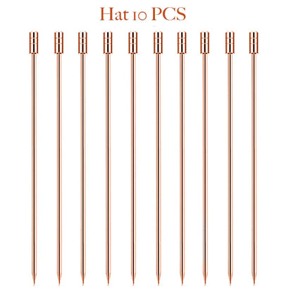 10PCS Stainless Steel Cocktail Picks - Fruit Sticks & Drink Stirring Sticks in Circle, Ball, and Hat Shapes