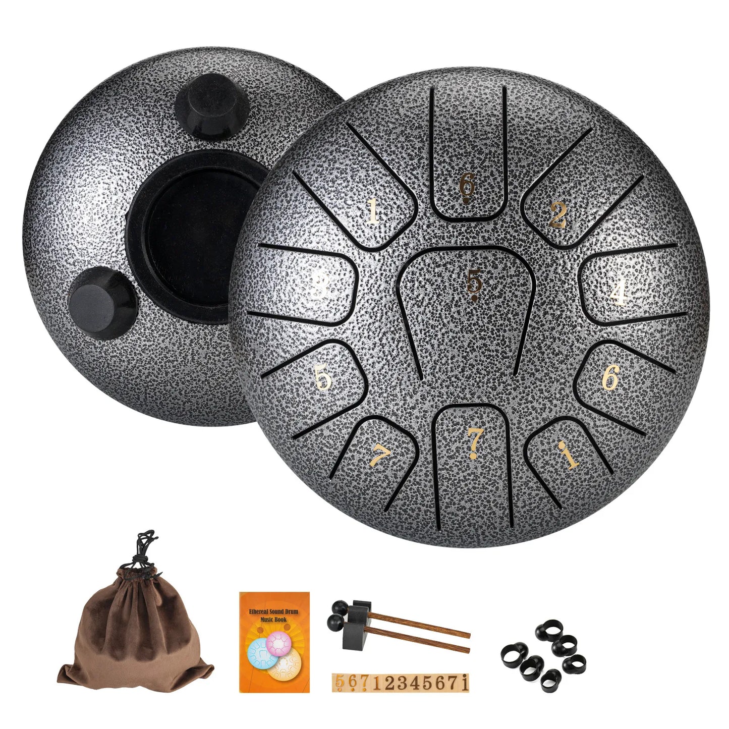 Miwayer 6" Steel Tongue Drum Gift Set — 11-Note Sound Healing Instrument with Tuning Kit for Yoga, Meditation & Anxiety Relief