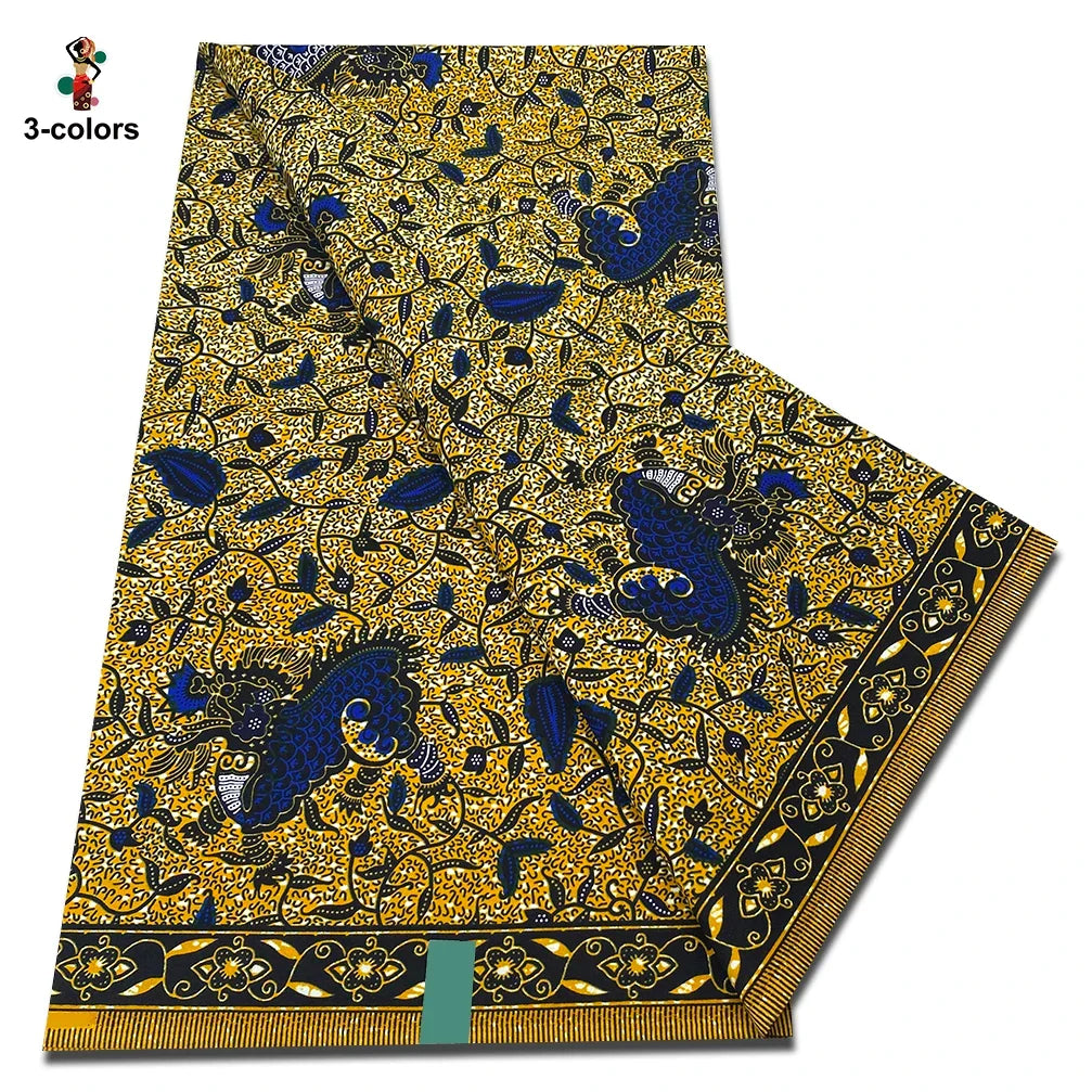 African Real Wax Print Fabric - 100% Cotton Soft Ankara Pagne Material for Dresses