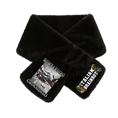 Italian Brainrot Plush Scarf – Kawaii Tralalero Neckerchief for Kids, Boys & Girls, Winter Warm Muffler, Children’s Bandelet Gift