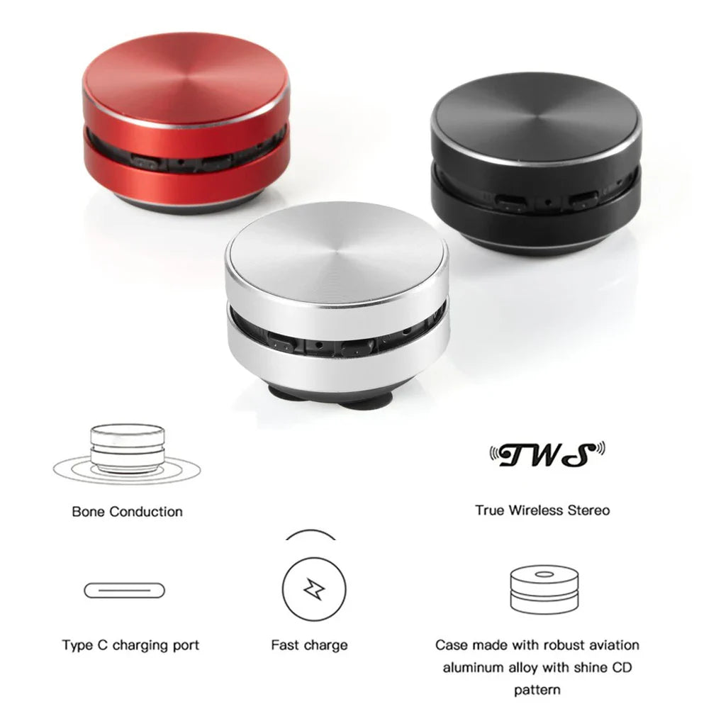 Bone Conduction Bluetooth Speaker – Vibration Stereo Audio, TWS Wireless Mini Portable Metal Speaker, Smallest Design