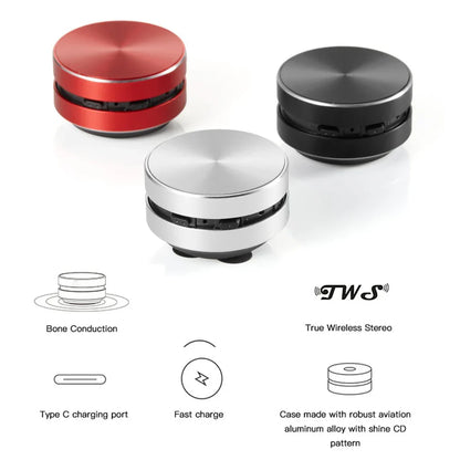 Bone Conduction Bluetooth Speaker – Vibration Stereo Audio, TWS Wireless Mini Portable Metal Speaker, Smallest Design