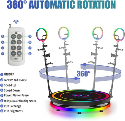 CHACKTOK 360° Spin Photo Booth Machine – Automatic Party Camera Booth with App Control & Custom Logo Software