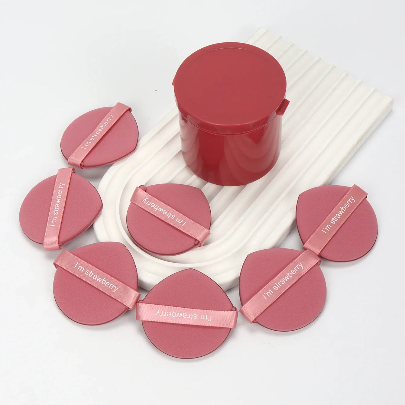 Karsyngirl 7-Piece Strawberry Makeup Sponge Set — Double-Sided Soft Cosmetic Puffs for Powder & Beauty Application