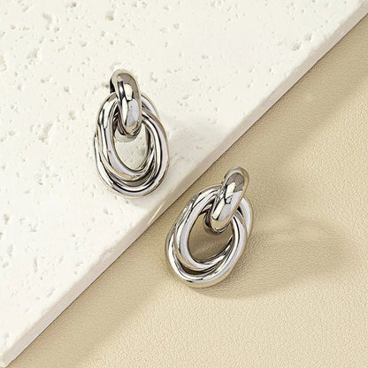 Gold & Silver Knot Hoop Earrings – Trendy Shiny Eardrop Jewelry for Women