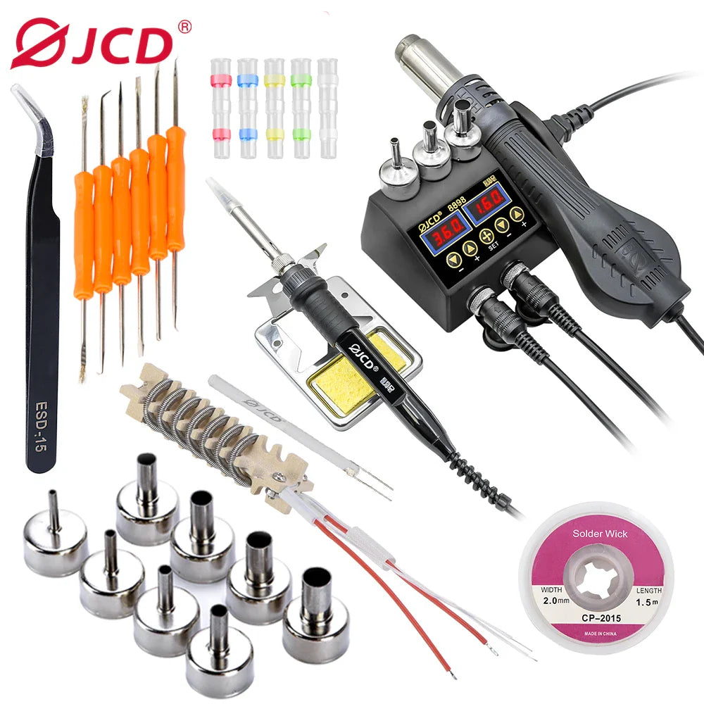 JCD 8898 2-in-1 Soldering Station 750W – Soldering Iron & Hot Air Gun for BGA SMD Phone Repair & Welding