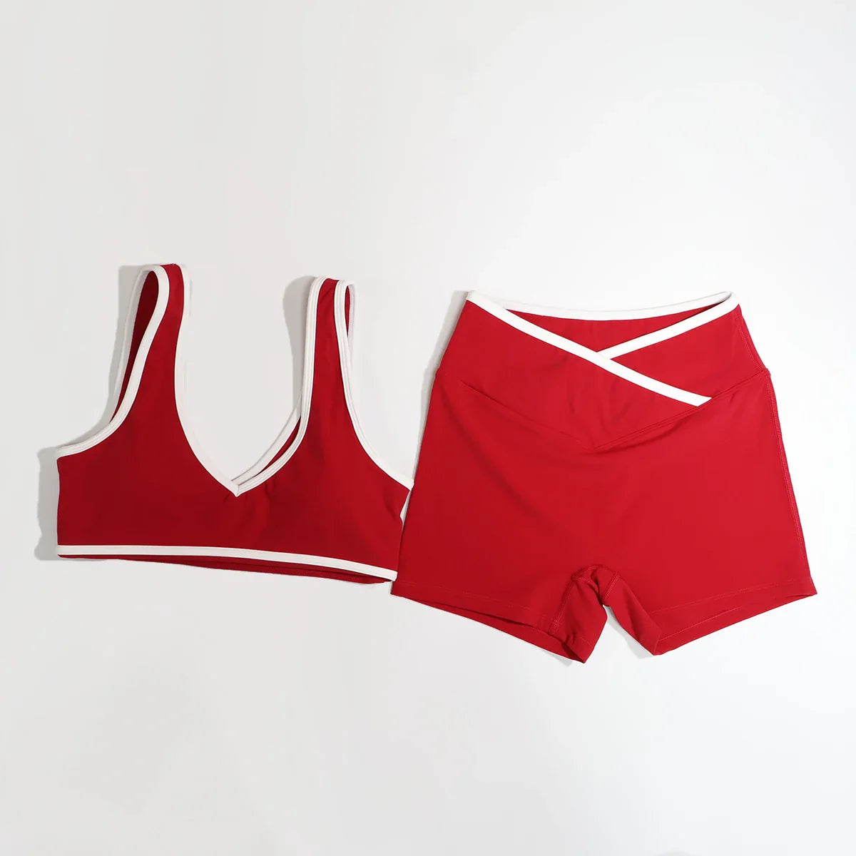 Women's 2-Piece Yoga Set – Color Block Sports Bra and Fitness Shorts Outfit for Summer Workout & Gym