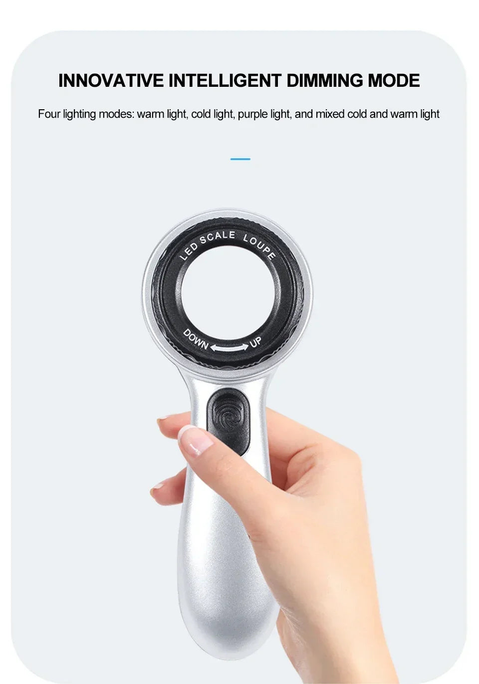Rechargeable 30X Handheld Magnifying Glass – LED Illuminated Loupe with 4 Light Modes for Jewelry, Reading & Seniors