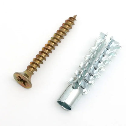 100/10 Sets Metal Serrated Expansion Tube with Self-Tapping Screws — Concrete Wall Anchor Bolt Kit