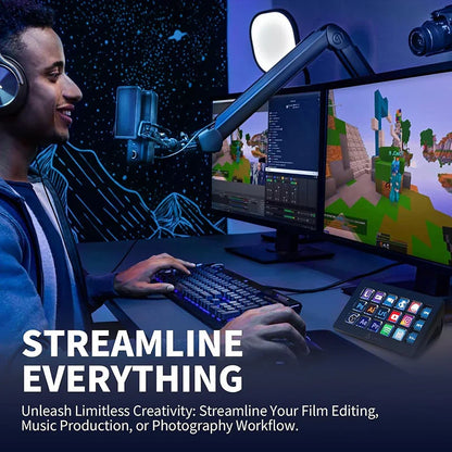 AJAZZ AKP153E Multifunctional Mini Keyboard – 15 Macro Keys Console Panel for Custom Desktop Actions