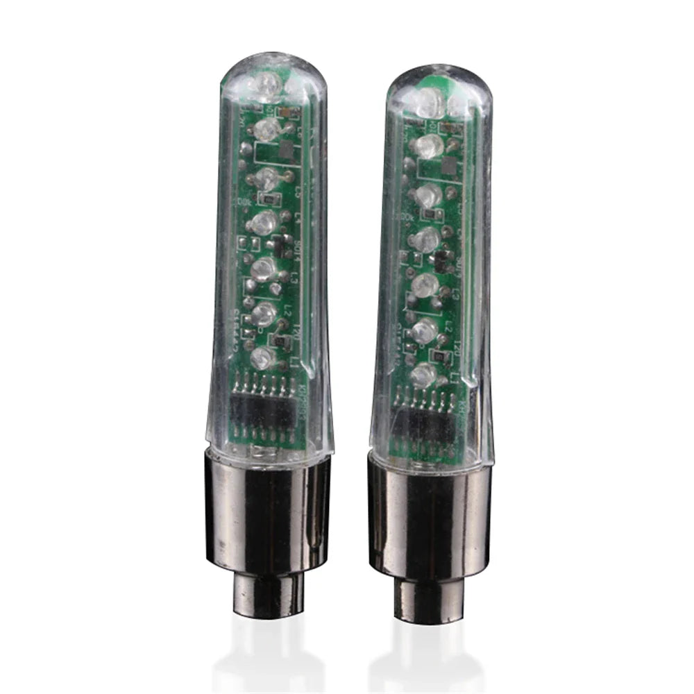 LED Bike Light – Neon Spoke Light Wheel Tire Valve Caps, Waterproof Bicycle Motion Sensor Warning Light for Head and Rear