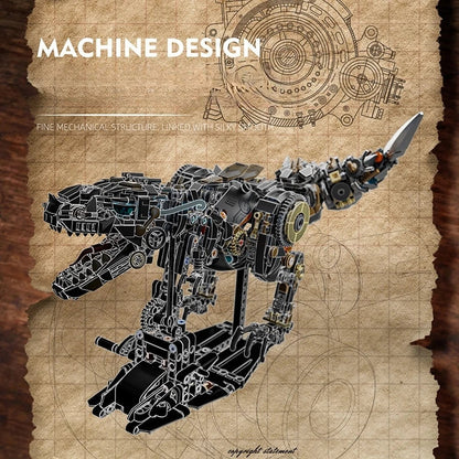 STEM Jurassic Mechanical Dinosaur Building Blocks – Light-Up T-Rex Model Toy for Kids