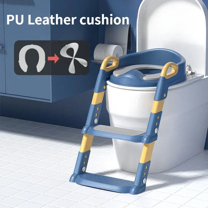 Children's Toilet Seat & Step Stool – Folding Toilet Ring with Stairway for Boys & Girls