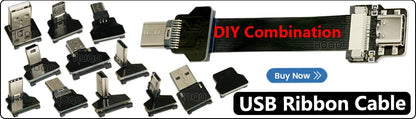 Ribbon FPV HDMI-Compatible Connector – Flexible Flat Cable for Raspberry Pi 4, Micro HDMI to HDMI/Mini HDMI Female 90° FFC 20pin