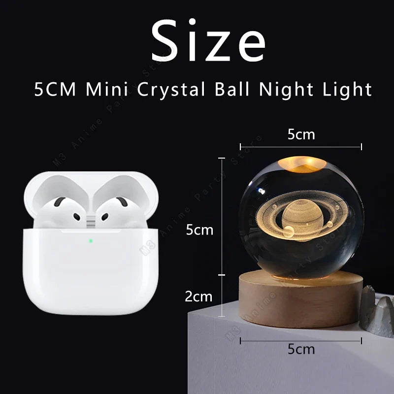 3D Crystal Ball Galaxy Night Light - LED Saturn Planet Moon Lamp for Bedroom and Birthday Gifts