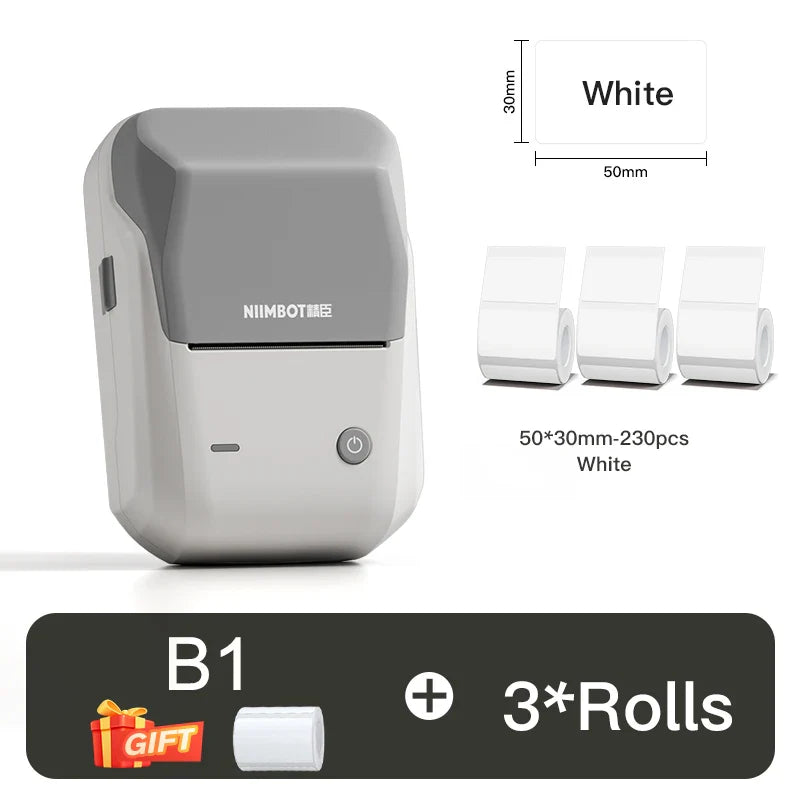 NIIMBOT B1 Portable 2-Inch Thermal Label Printer – Mini Bluetooth Adhesive Sticker Maker for Smartphone & PC