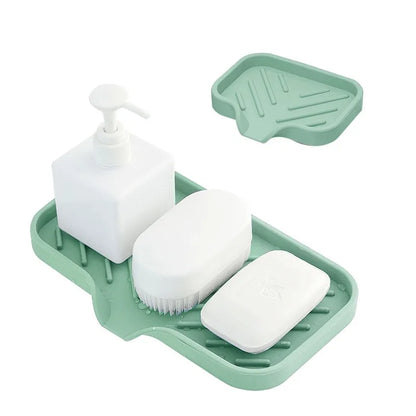 Silicone Kitchen Sink Mat & Tray – Soap Dispenser, Sponge Holder, Splash-Proof Drying & Counter Storage