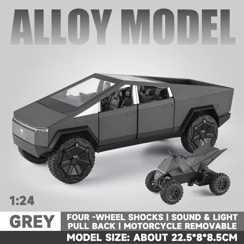 1:24 Alloy Diecast Mini Pickup Truck Model – Tesla Cybertruck Metal Toy for Boys, Kids’ Birthday & Collectible Gift