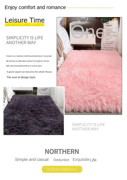 VIKAMA Silk Wool Solid Color Rug – Soft, Non-Slip, Washable Mat for Living Room, Bedroom, Bedside & Sofa – Light Luxury, Dirt-Resistant