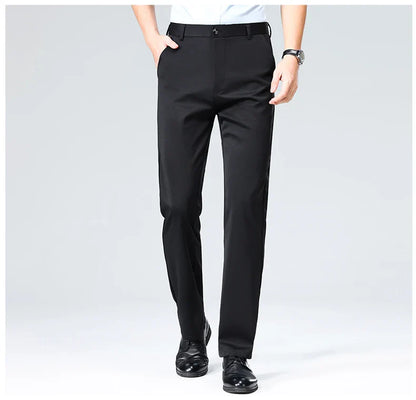 Plus Size Men's Business Suit Pants – Stretch Formal Dress Trousers | Classic Black for Big Men