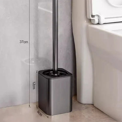 Luxury Metal Toilet Brush - Wall Mounted Holder with No Dead Angle Cleaning Tool for Modern Bathroom