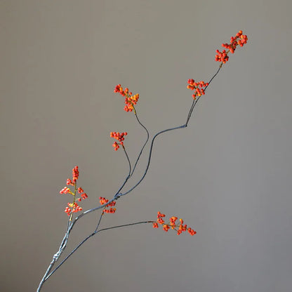 120CM Style Artificial Flower Arrangement – Zen Winter Green & Red Berry Décor for Home, Tea Table Decoration