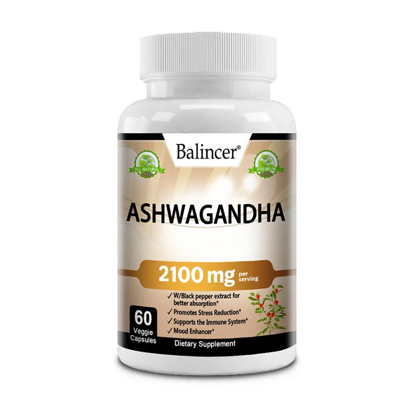 Organic Ashwagandha 2100mg – Stress Relief, Mood Boost, Immune & Thyroid Support Supplement